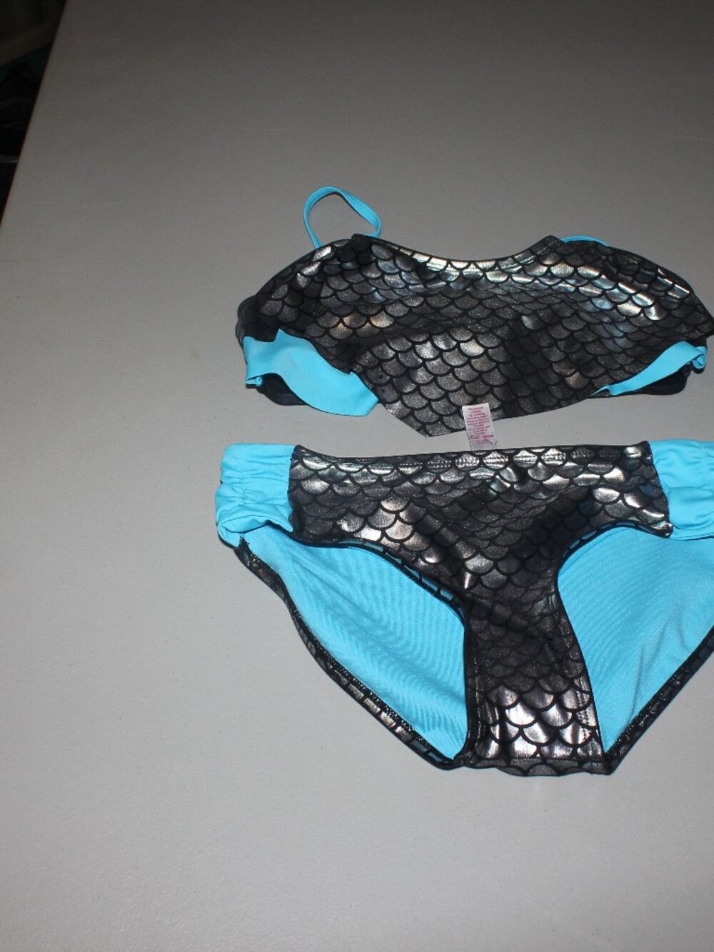 Silver & Blue Mermaide Justice 2 Pcs Bikini Swimsuit Size 16